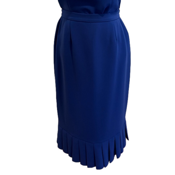 90s 3 PC NIGHT STUDIO NY BLUE W RHINESTONE BORDERED BLAZER, TOP & MIDI SKIRT 6 - Picture 15 of 17